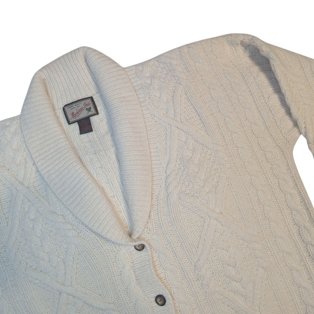 Mackinaw Trail Vintage Rare Fisherman's Cable Knit Wool Cardigan